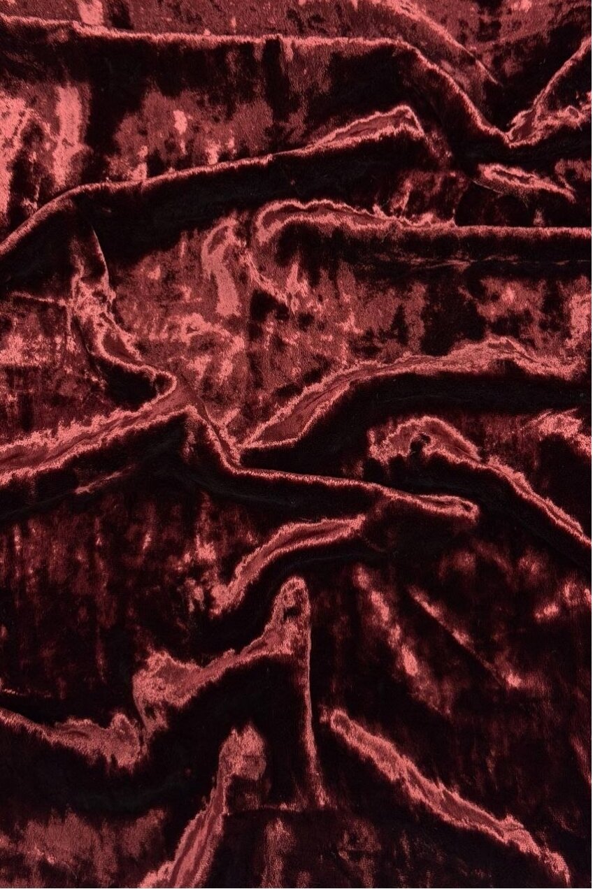 Burgundiškas viskozės aksomas su šilku